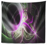 Light Purple Designs on Black Abstract Wall Tapestry, 39"x32"