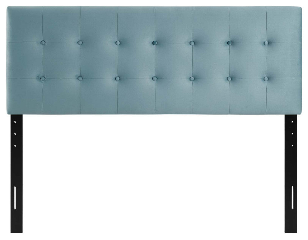 Light Blue Emily King Biscuit Tufted Performance Velvet Headboard
