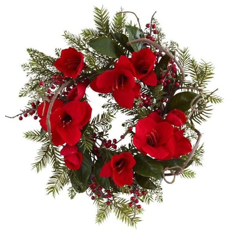 24" Amaryllis Wreath