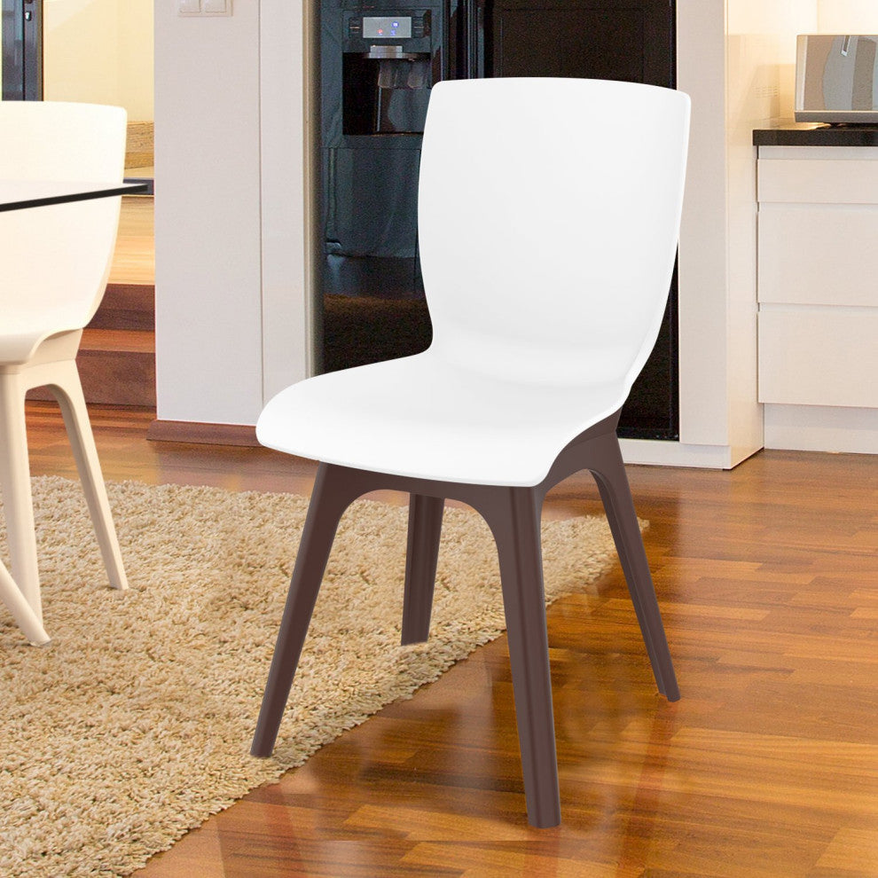 Compamia Mio PP Modern Chair, Set of 2, Brown White