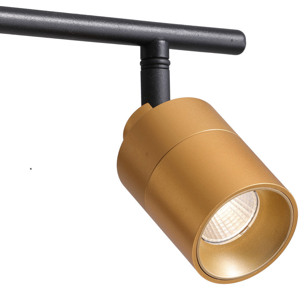 Vidalite Shura 4 Head LED Flush Mount FIxed Track Light, Brass/Black