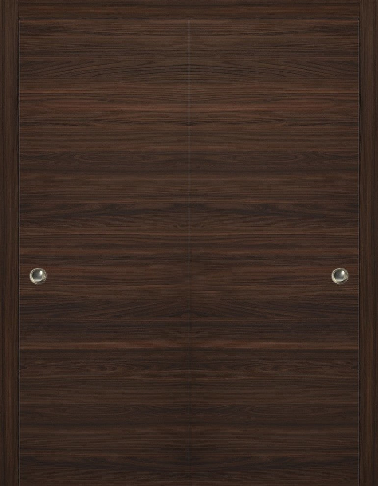 Sliding Closet Bypass Doors 64 x 80 & Hardware | Planum 0010 Chocolate Ash