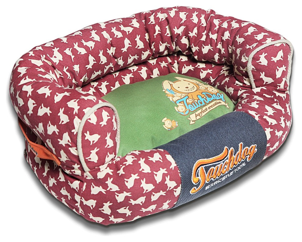 Touchdog Lazy-Bones Rabbit-Spotted Premium Easy Wash Couch Dog Bed