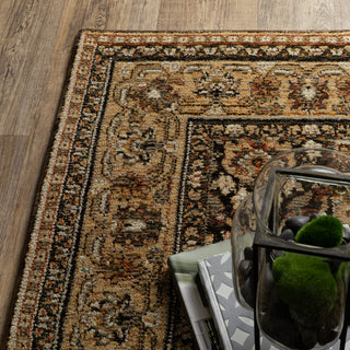 Adeline Bordered Traditional Brown/ Gold Area Rug 7'10" x 10'10"