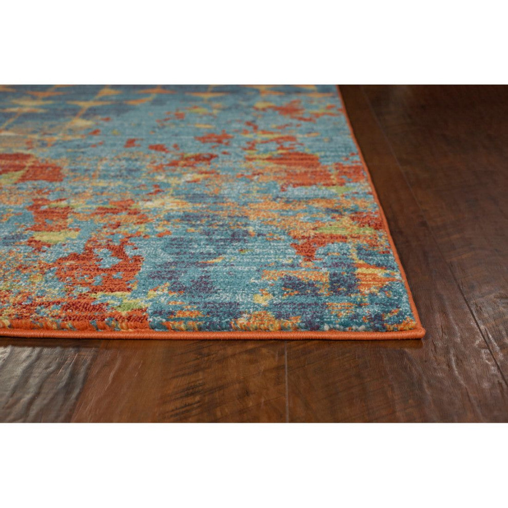 KAS Illusions 6208 Blue/Coral Elements Area Rug, 6'7"x9'6"