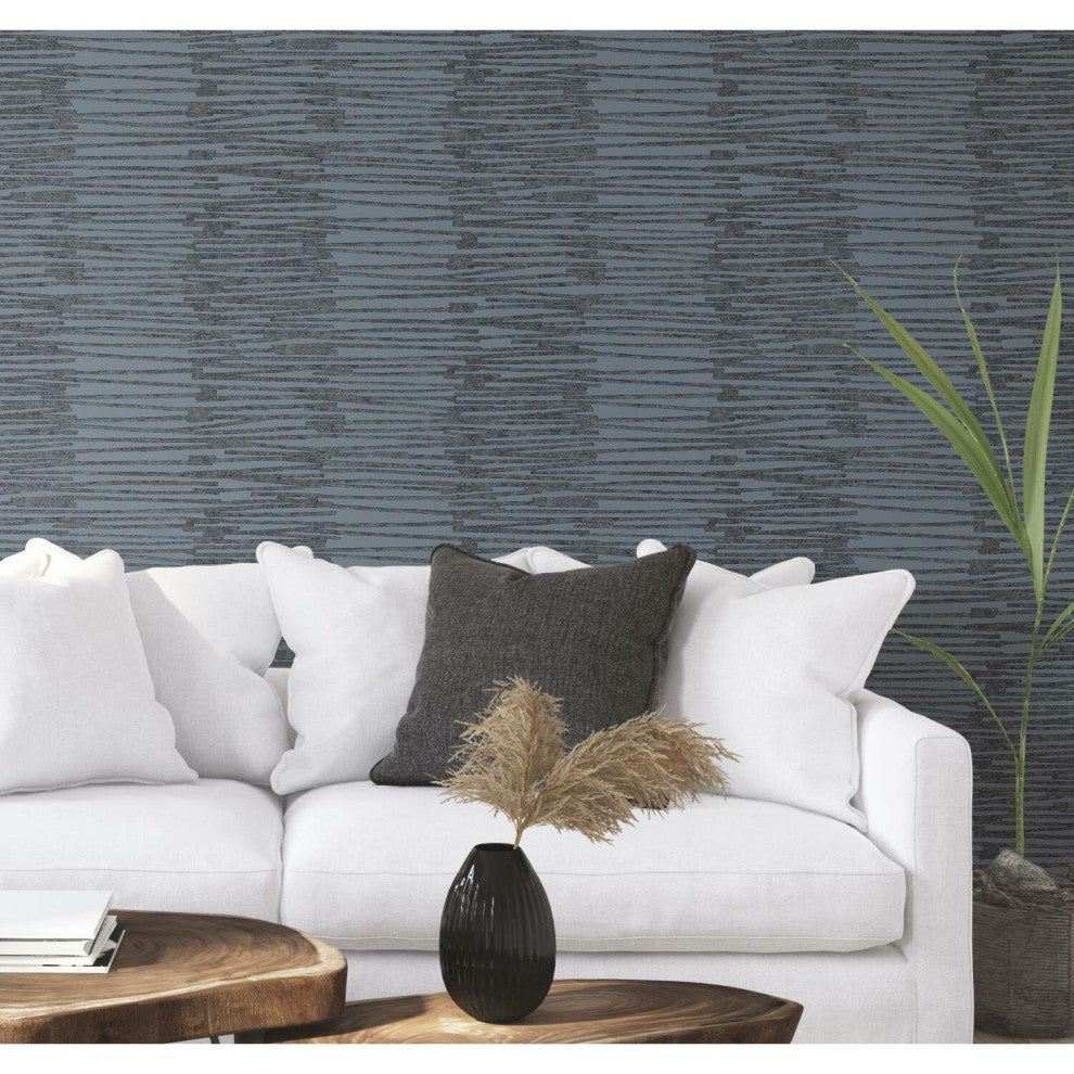 Blue & Navy Burundi Thatch Peel & Stick Wallpaper
