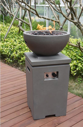Exeter Column Light Gray Concrete Propane Fire Pit by Modeno