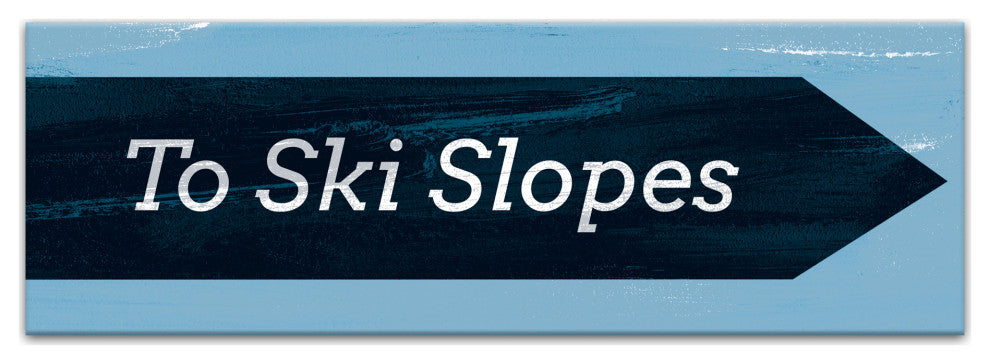 Ski Slopes Arrow Sign 36x12 Canvas Wall Art