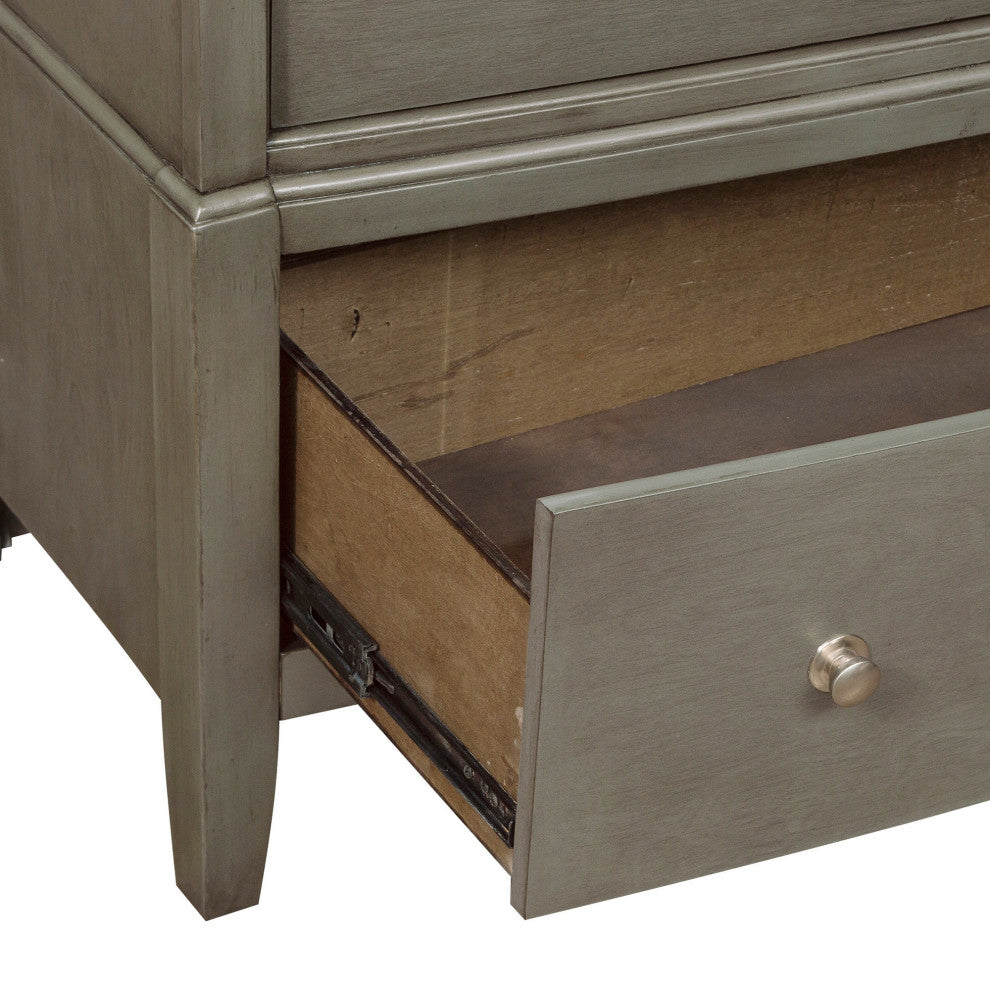 Benzara BM222727 Wooden Dresser, Natural Grain Texture Finish/6 Drawers, Gray