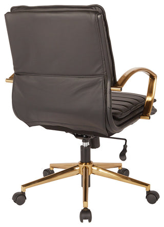 Mid-Back Faux Leather Chair, Black