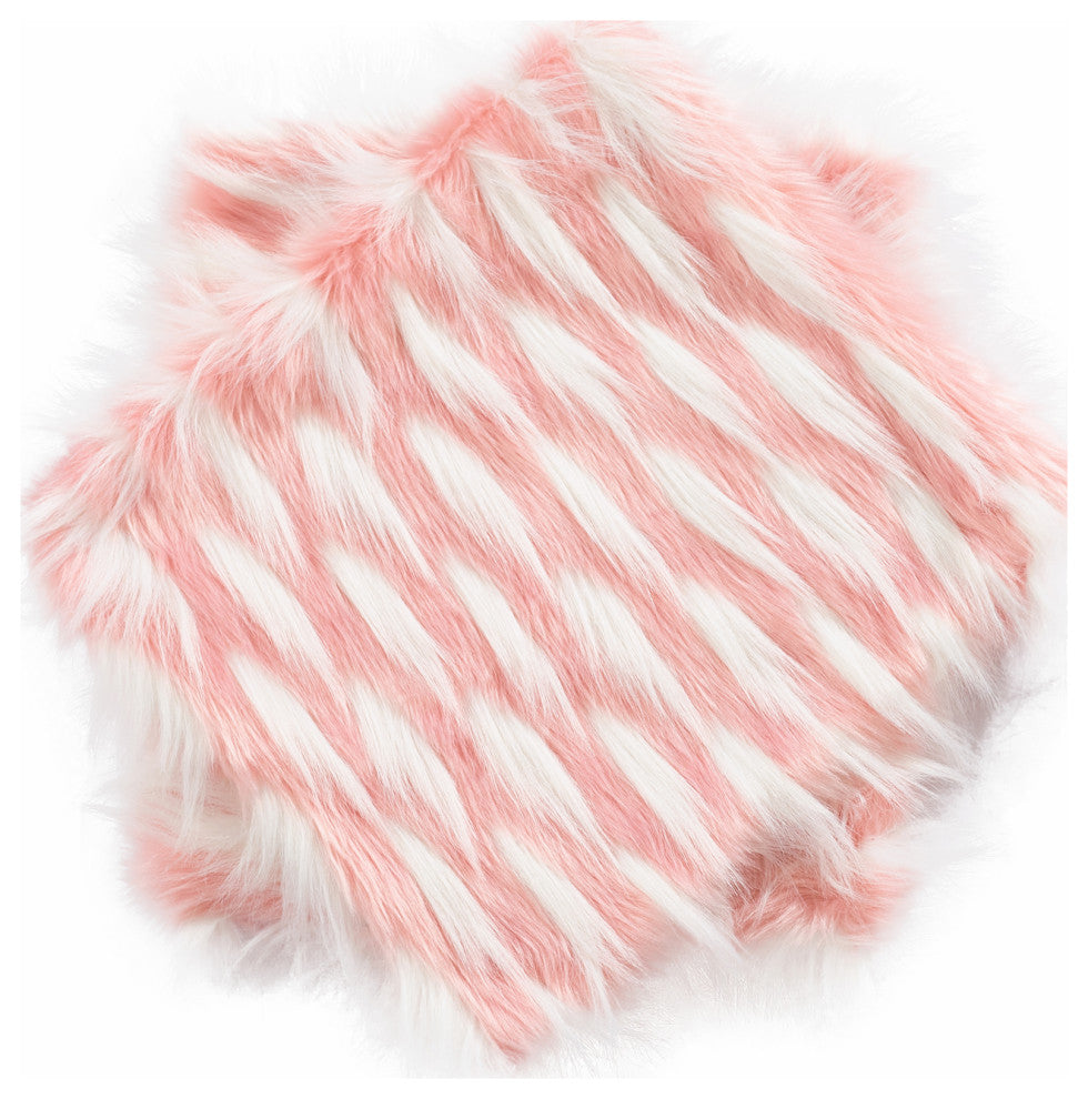 Feathery Faux Fur Pillow Cover 2 Piece Set, Pink, 26" X 26"