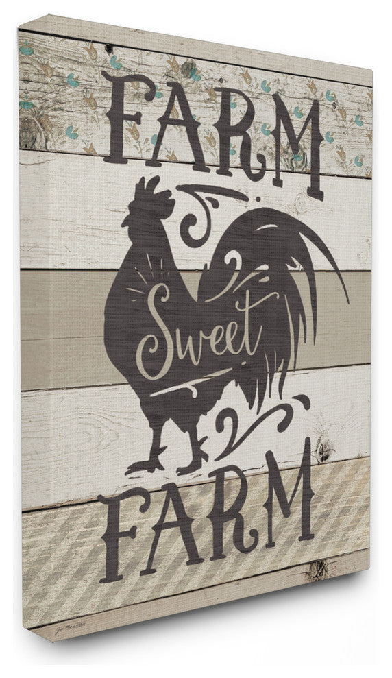 Farm Sweet Farm Rustic Rooster, 24"x30", Stretched Canvas Wall Art