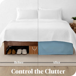 Bare Home Microfiber Bed Skirt , 15" Drop Length, Coronet Blue, Queen