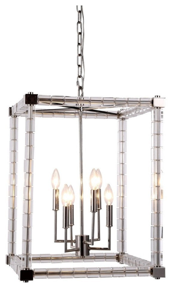 Elegant Lighting Cristal Collection Pendant, Polished Nickel
