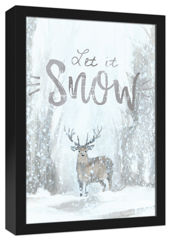 Let it Snow Forrest 12x18 Black Framed Canvas