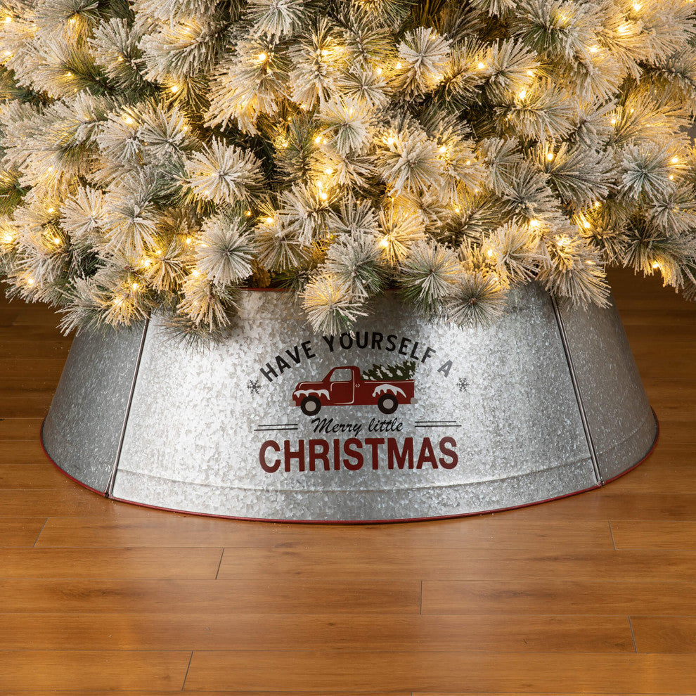 40.5"D Christmas Galvanized Metal Truck Tree Collar