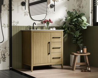 Home Living 32" Single Bathroom Vanity, Honey Brown
