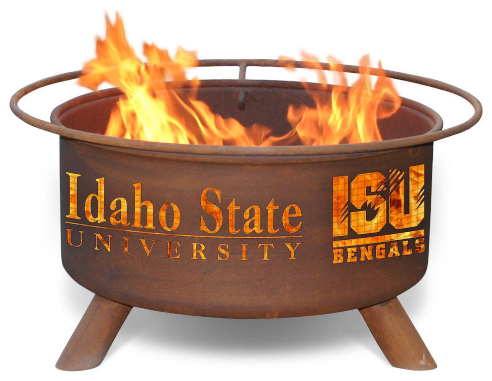 Customizable NCAA Logo Fire Pit, Rust Patina, Idaho State
