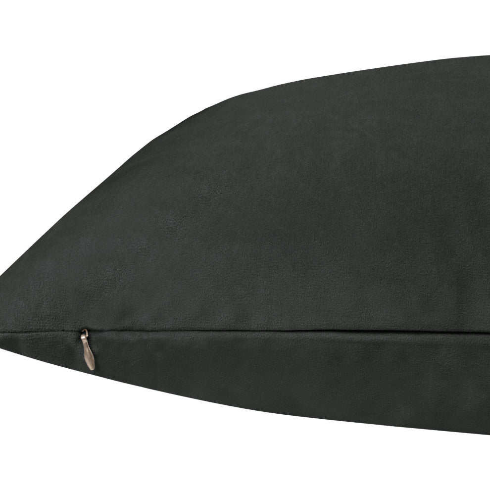 Delara Set of 1 Velvet 20x20", Cushion Cover, Rifle Grey, Pillow Cover Only