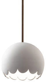Radiance Scallop Pendant, Bisque, Dark Bronze, Rigid Stem, E26