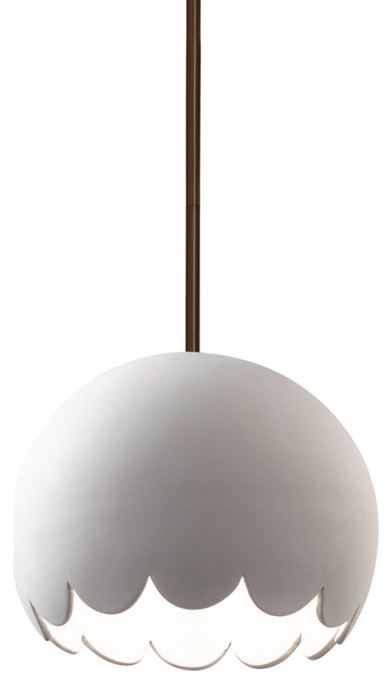 Radiance Scallop Pendant, Bisque, Dark Bronze, Rigid Stem, E26