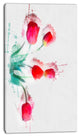 Bunch of Red Tulips Watercolor, Floral Canvas Art Print, 16"x32"