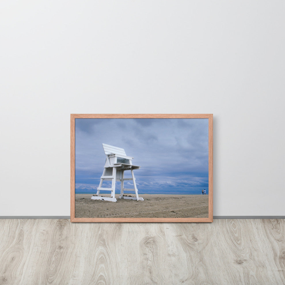 Approaching Storm Landscape Photo Paper Coastal Art Framed Wall Art Print, Red Oak, 18" X 24"