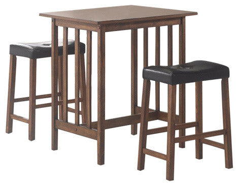 Benzara BM158092 Contemporary Style 3 Piece Counter Height Set, Brown