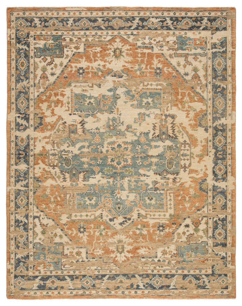 Jaipur Living Cadenza Knotted Medallion Orange/Blue Area Rug, 6'x9'