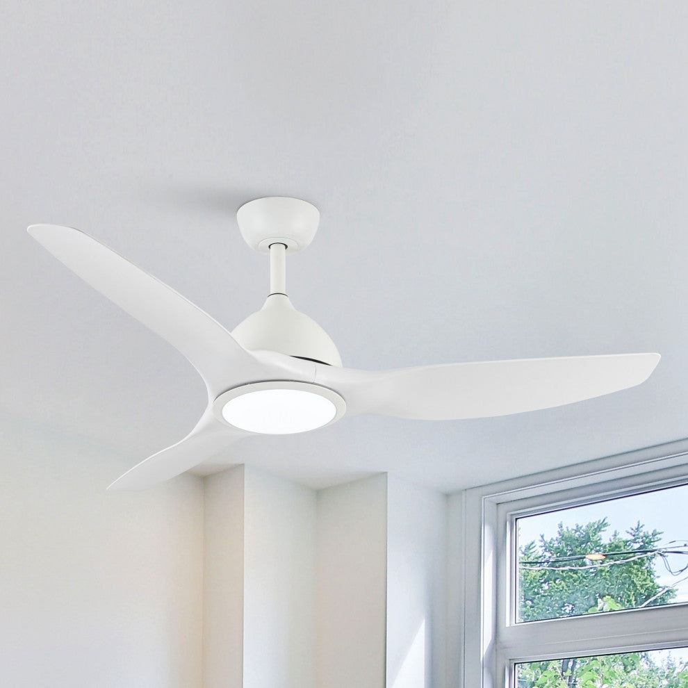 52-inch Modern Intergrated LED White Ceiling Fan with Light