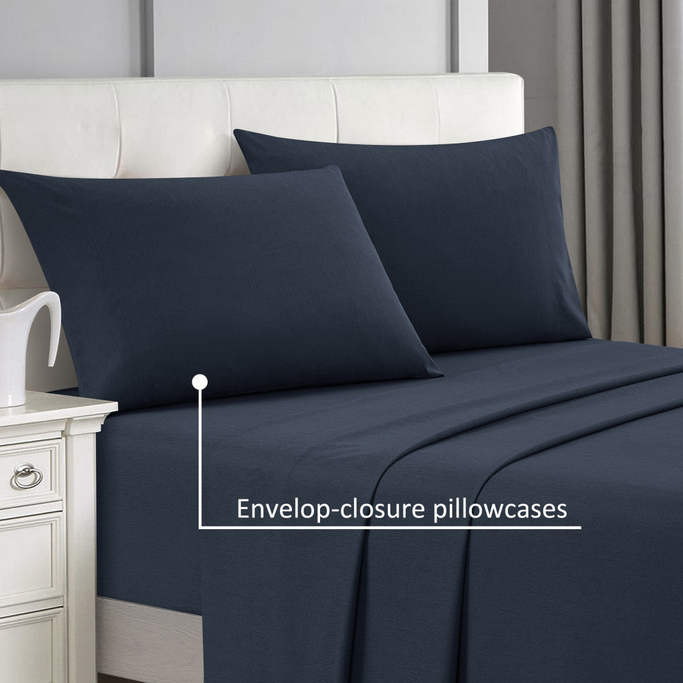 Illada 4 Piece Bamboo Cooling Sheet Set, Navy, King