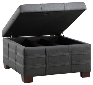 Detour Strap Square Storage Ottoman, Charcoal Fabric