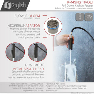 STYLISH Single Handle Pull-Down Dual Mode Kitchen Faucet in Matte Black