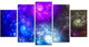 Colorful Fractal Rotating Galaxies, Abstract Wall Art Canvas, 60"x32", 5 Panels