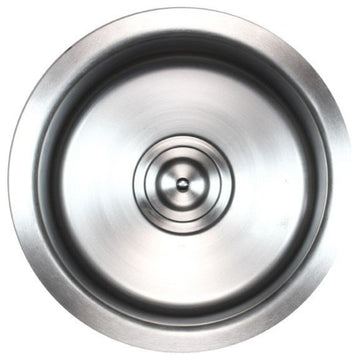 17" Undermount Single Bowl Kitchen/Bar/Prep Sink Round, 18 Gauge