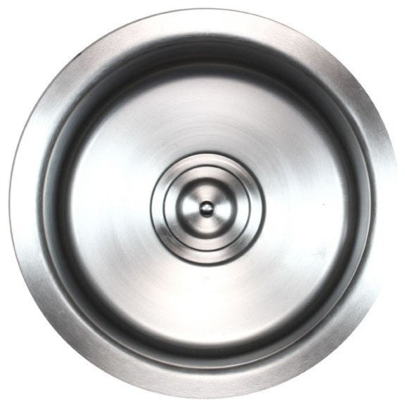 17" Undermount Single Bowl Kitchen/Bar/Prep Sink Round, 18 Gauge