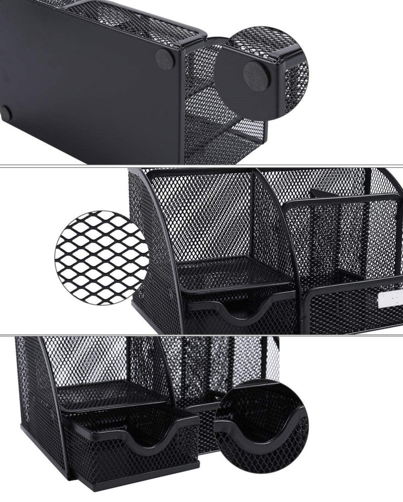 Sleek Matte Black 6 Compartment Desk Organizer