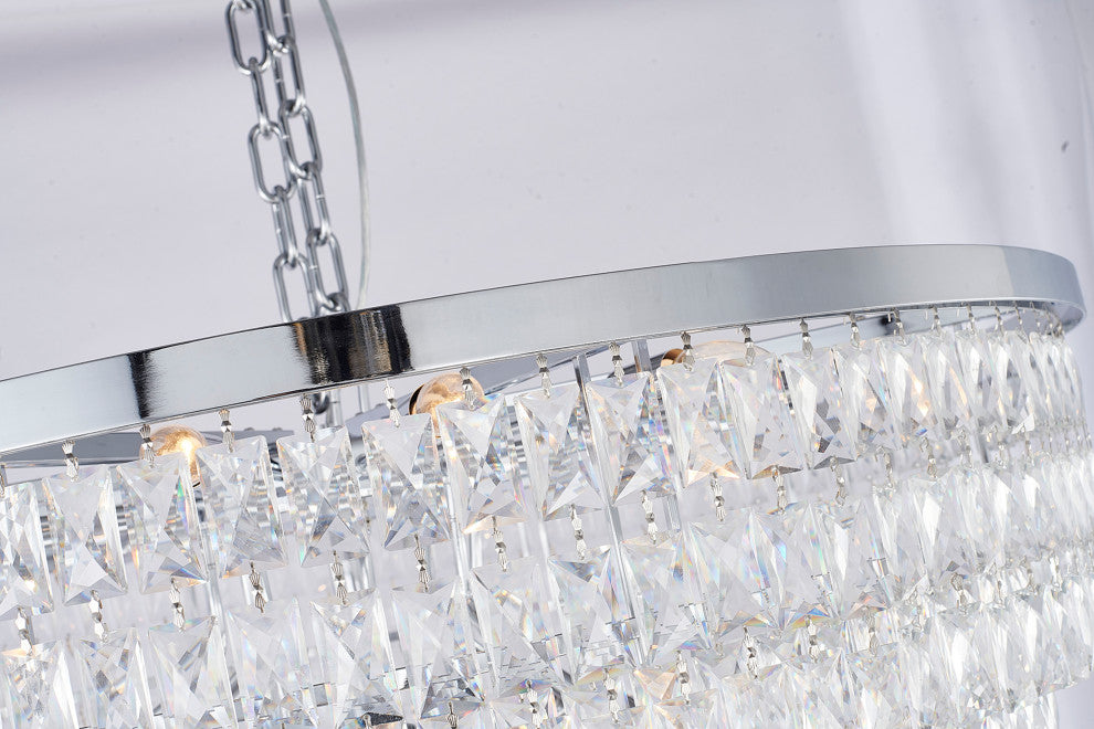 32" Chrome Metal 7-Tier Chandelier With Clear Crystals