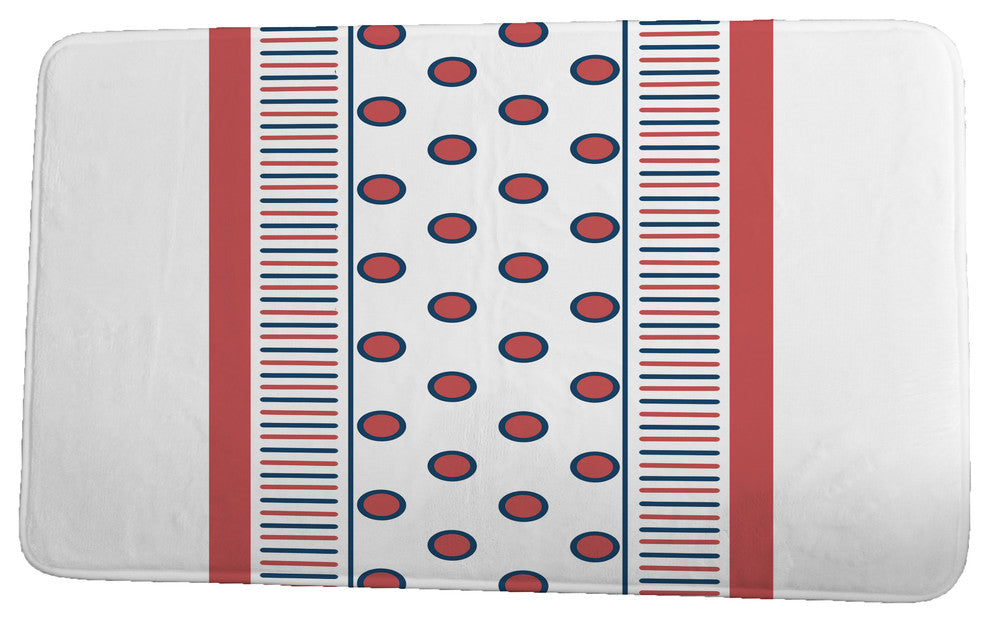 Upscale Getaway Center Stripe Stripe Print Bath Mat, Orange/Coral, 17"x24"