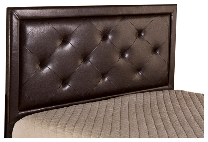 Becker Headboard With Rails, King, Brown Faux Leather