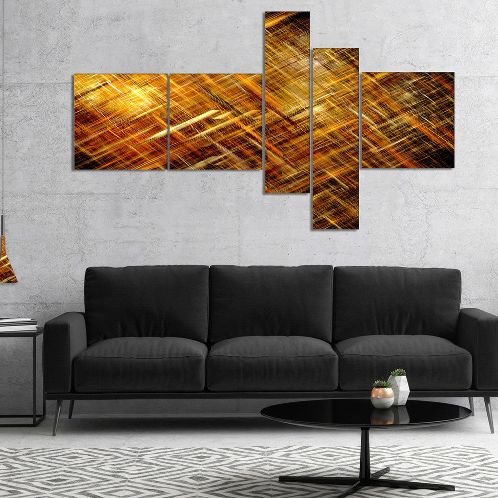 Golden Mosaic Texture, Abstract Canvas art print, 60"x32", 5 panels