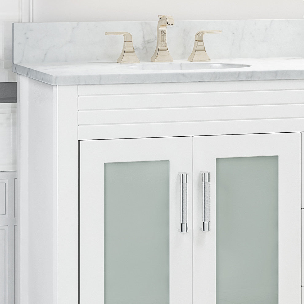 Taylor Contemporary 72" Wood Bathroom Vanity, Counter Top Not Included, White
