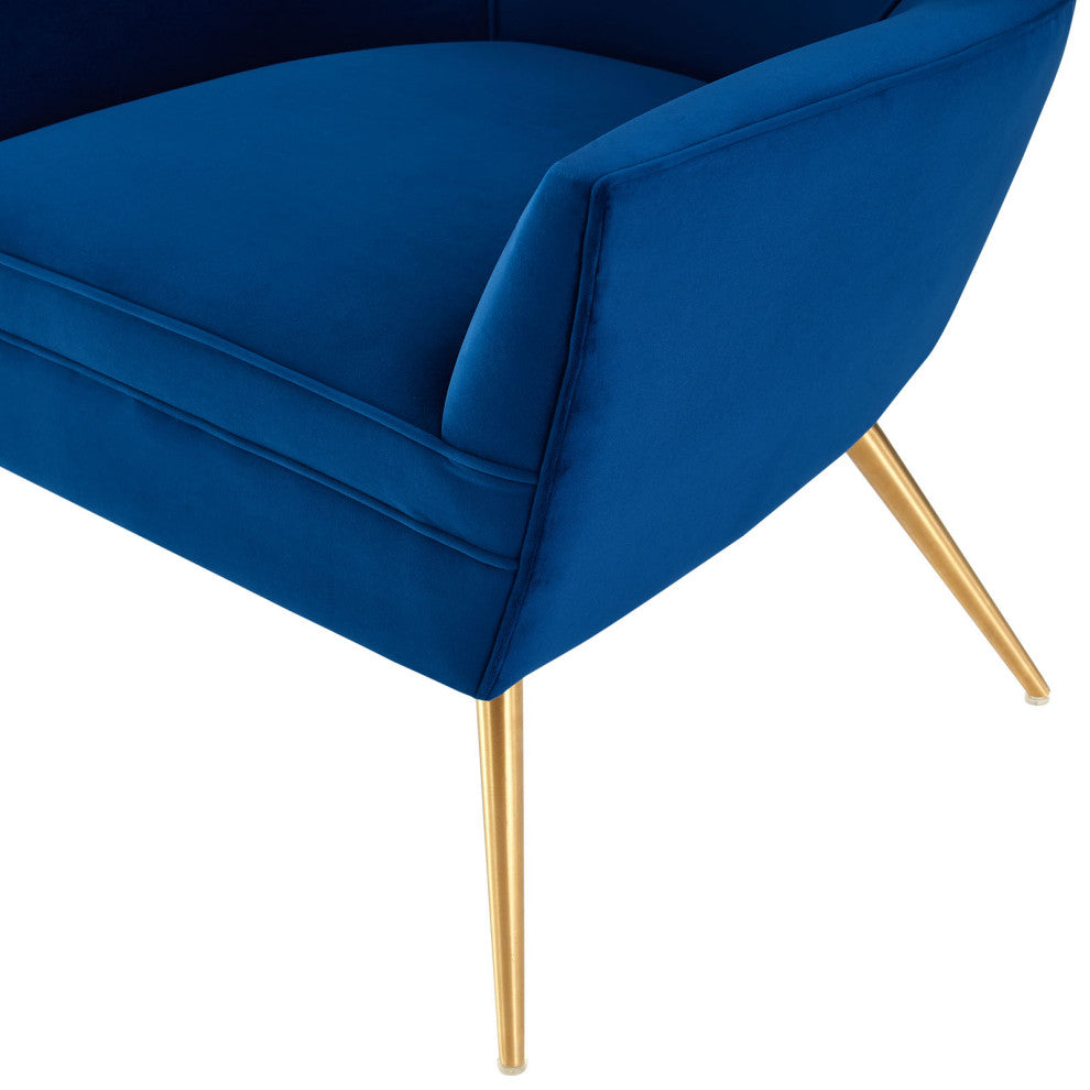 Armchair Accent Tufted Chair, Blue Navy, Velvet, Modern, Mid Century Lounge