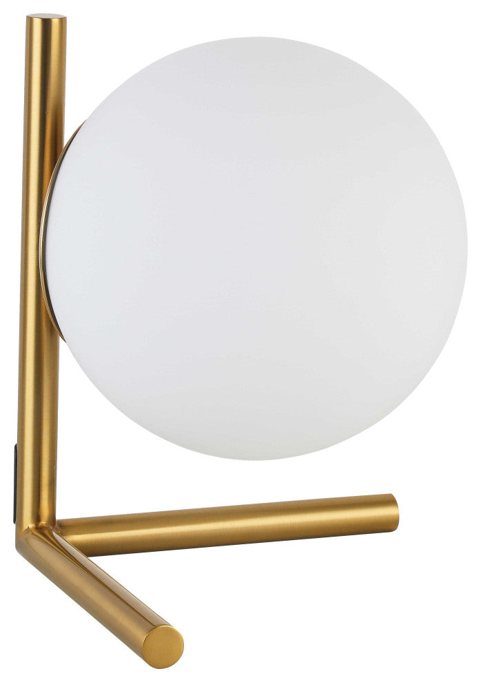 Folgar Contemporary 1 Light Aged Brass White Metal Table Lamp