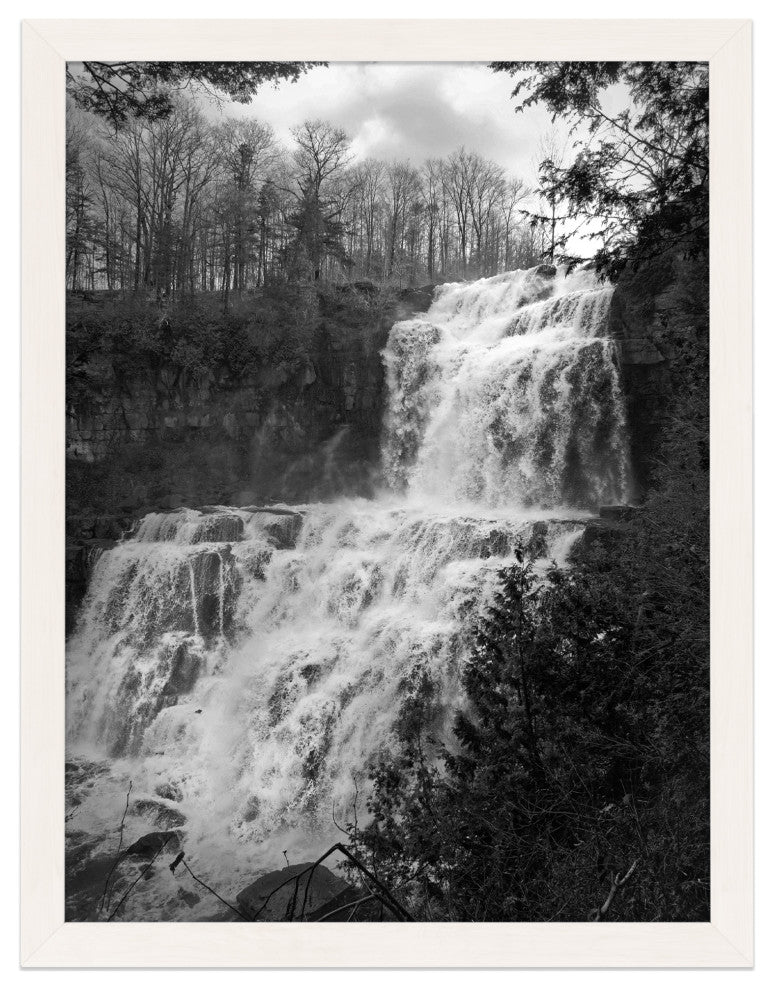 Chittenango Waterfall in Black and White Framed Photo Paper Wall Art Prints, White, 8" X 10"