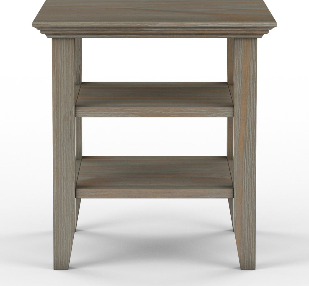 Acadian Solid Wood End Table In Distressed Grey