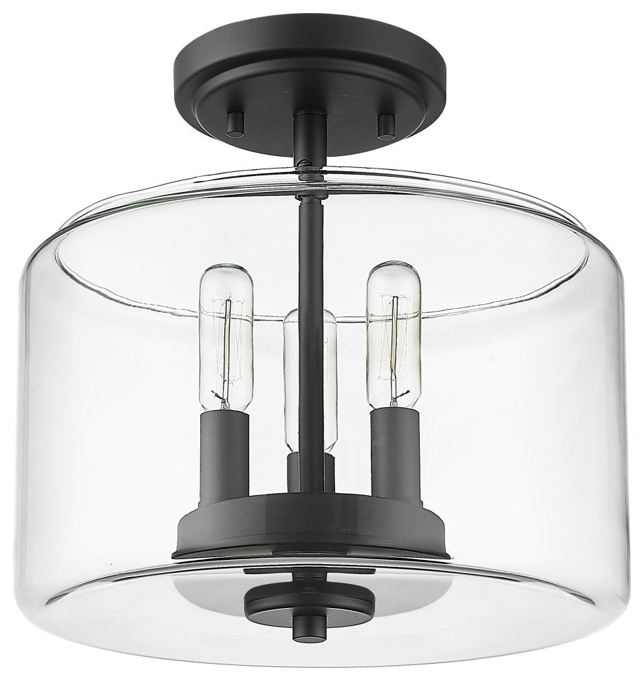 Asheville 3-Light 11" Semi-Flush Matte Black