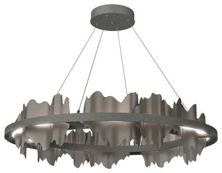 Hildene Circular LED Pendant, Natural Iron, Dark Smoke, Standard Height