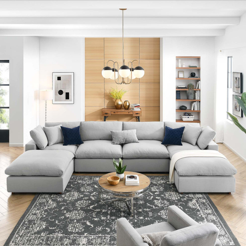 Modular Sectional Deep Sofa Set, Gray, Fabric, Modern, Lounge Hospitality