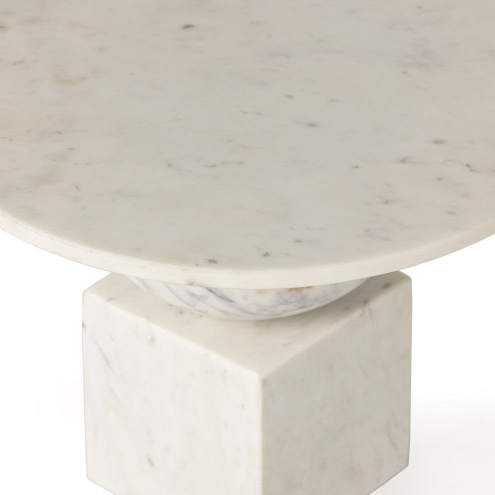 Neda End Table-Polished White Marble
